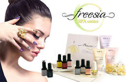 只要399元起,【Freesia nail】專業的護理策略,幫你找回稚嫩觸感~精心打造專屬的凝膠美甲,自然散發耀眼魅力!近捷運中山站4號出口! 中山區 只要399元起,即可享有【Freesia nail】A.手部典雅出眾凝膠指甲+輕保養 / B.Freesia限定設計款手部凝膠35選1(款式不定期更換) / C.OPI足部香氛深層保養+北投瓷石頭部順氣(含肩頸放鬆)雙課程約110分鐘