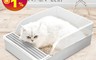 生活市集 6.4折! - 半封閉防外濺貓砂盆 貓咪專用 寵物良物 落體踏板 高護欄 防漏砂  雙層設計