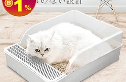 半封閉防外濺貓砂盆 貓咪專用 寵物良物 落體踏板 高護欄 防漏砂  雙層設計