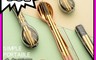 生活市集 4.9折! - 金色歐風304不鏽鋼環保餐具(湯匙/筷子/叉子)