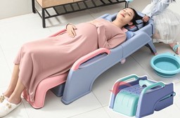 多功能成人折疊洗頭椅 洗髮椅 多檔調節 (松霜綠/星云粉)