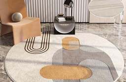 侘寂風羊羔絨圓形地毯100x100cm