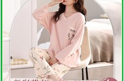 大尺碼寬鬆粉彩花卉柔膚居家長袖睡衣-4色 家居服 居家服