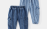 生活市集 10.0折! - 男童中腰側口袋拼接牛仔長褲 兩色任選