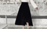 生活市集 10.0折! - 黑色高腰中長款A字裙 顯瘦百搭長裙