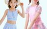 生活市集 7.7折! - 小清新休閒風兒童泳裝 網紗迷彩休閒風兒童泳裝 16碼-20碼 (藍色/粉色)