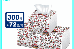【東京豪德寺】招き猫日式萬用紙巾輕巧包(300抽72包/箱) 招財貓 衛生紙
