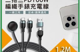 HANLIN- UC2in3Wa 二拖三PD100W編織手錶充電線