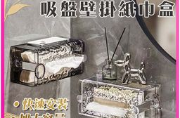 浴室輕奢波紋吸盤壁掛紙巾盒