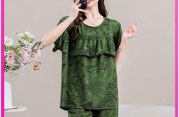 KQN4511韓國空運俐落酷感涼爽棉綢睡衣套裝