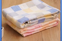 【星紅織品】格子多層紗布速乾純棉浴巾 衛浴 織品 居家