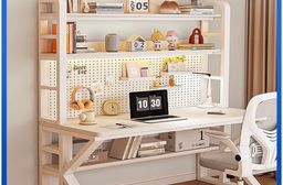 【ANDYMAY2】阿姆斯K型 洞洞板收納架電腦書桌-140x46x170CM(