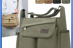 帆布大容量復古休閒男背包斜背包