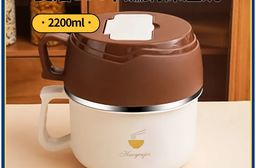 雙層隔熱大地色不鏽鋼保溫碗-2200ml