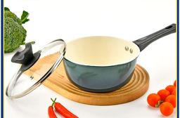 愛佳寶碳鋼陶瓷不沾單柄湯鍋18cm