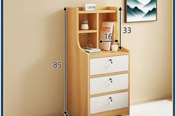 【E家工廠】三抽床頭櫃 床邊桌 抽屜櫃 臥室收納櫃 帶鎖小櫃子 472