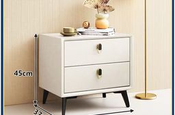 【E家工廠】整裝床頭櫃 45公分兩抽床頭櫃 實木框架+貓爪皮床邊桌 186