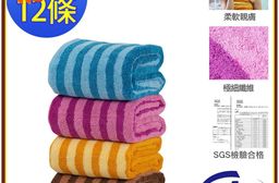 【百鈴】Aqua繽紛色彩舒適巾XM大毛巾(32x88公分)-12入