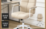 生活市集 7.9折! - 現代米白皮革舒適辦公椅 電腦椅 辦公椅 主管椅 會議椅 會客椅 椅子