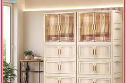 【Mr.box】68&78&88大面寬優雅雙開門摺疊衣櫃5層收納櫃-附輪 (1衣