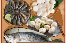 【山田大叔】海味四件組 (白蝦/5S干貝/金目鱸/手工花枝丸)