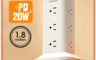 生活市集 7.9折! - TESSAN 1開12插3P USB+PD20W立式桌上型延長線-1.8米