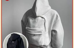 美式寬鬆風背包一體式連帽外套