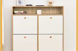 【ikloo】四格翻門收納鞋櫃 (上層置物夾層 玄關鞋櫃 翻門式收納櫃)