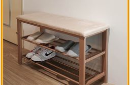 【ikloo】輕奢絨布玄關穿鞋椅 (雙層鞋架 鞋櫃 椅凳 收納架 置物架)