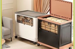 【Mr.box】大容量三開蓋摺疊收納箱附輪可堆疊 2入