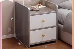 【E家工廠】雙抽床頭櫃 簡易床邊櫃 雙抽床邊桌 小型邊桌 抽屜櫃 027